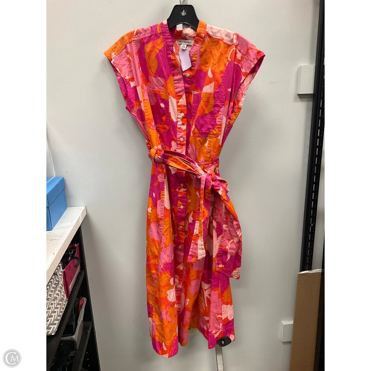 Dress Casual Midi By Free Assembly In Orange & Pink, Size: Xs