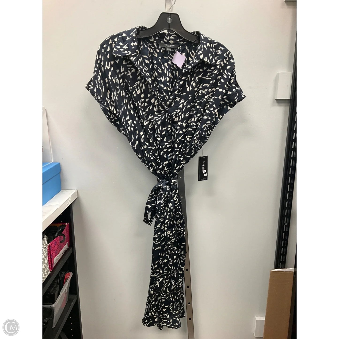 Dress Casual Midi By Liverpool In Navy, Size: Xl