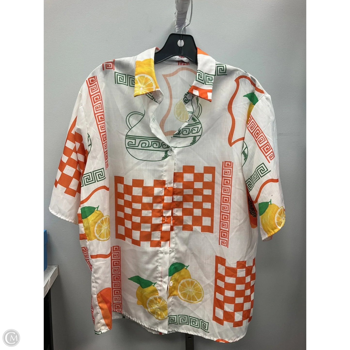 Top Short Sleeve By Petal & Pup In Orange & White, Size: M