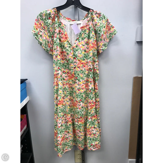 Dress Casual Short By Loft In Green & Pink, Size: L