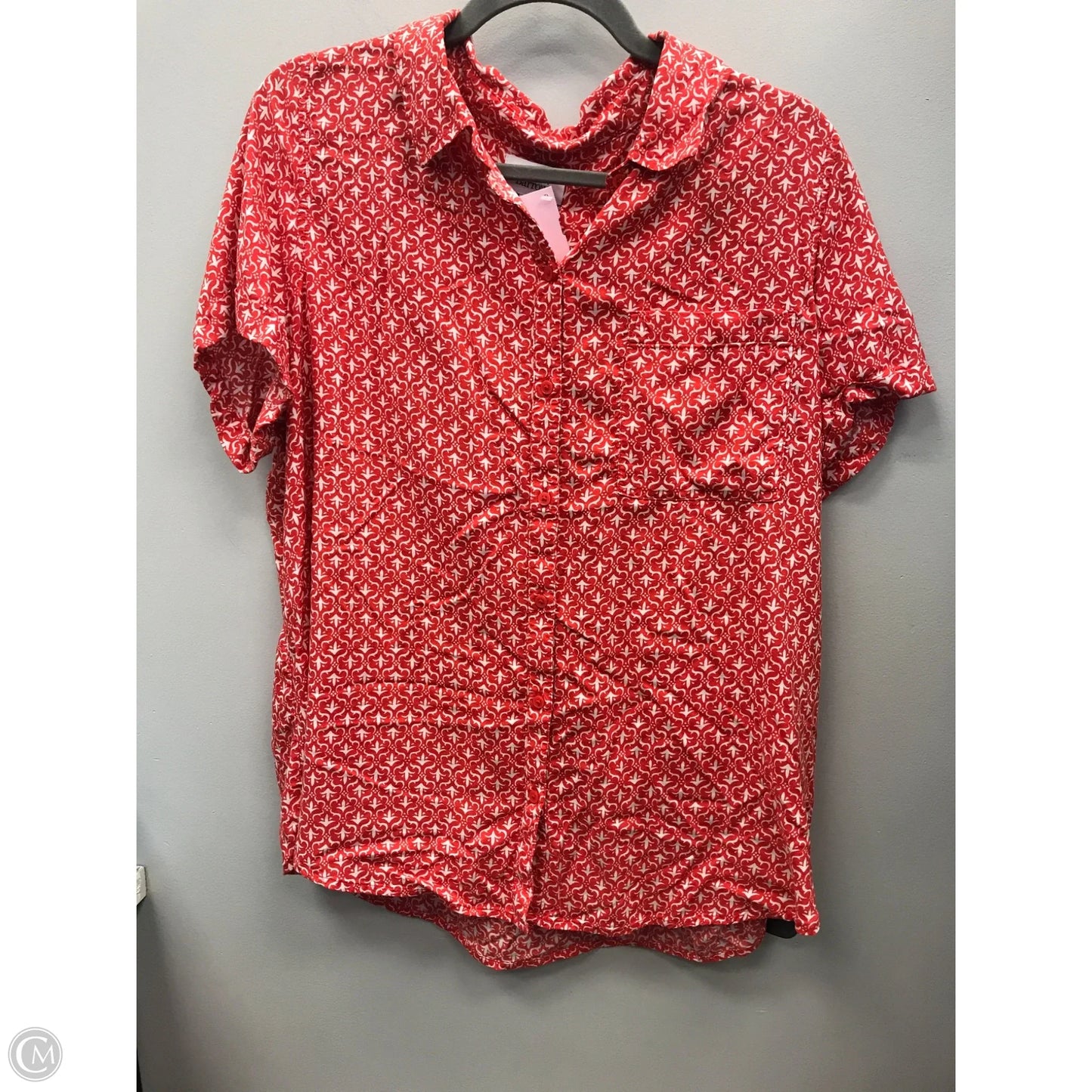 Top Short Sleeve By Croft And Barrow In Red & White, Size: Xxl