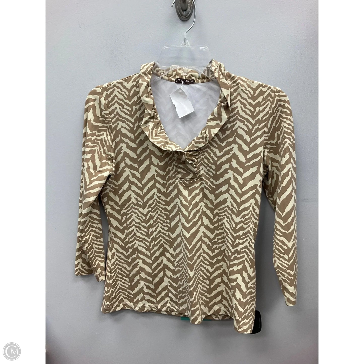 Top 3/4 Sleeve By J Mclaughlin In Cream & Tan, Size: Xs