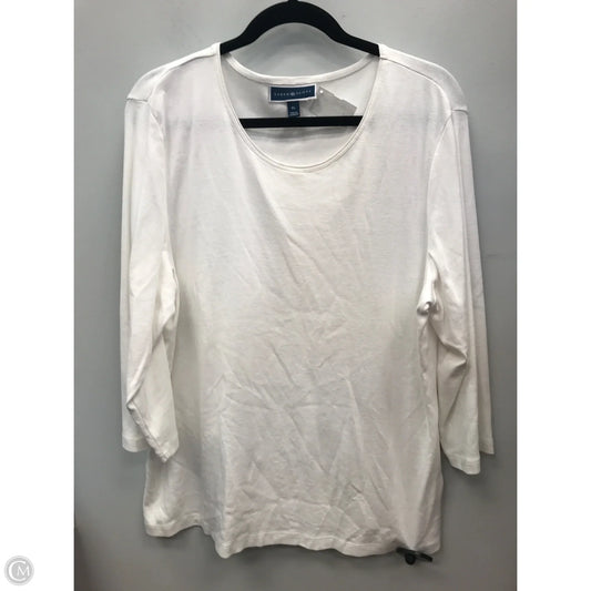 Top 3/4 Sleeve By Karen Scott In White, Size: Xl