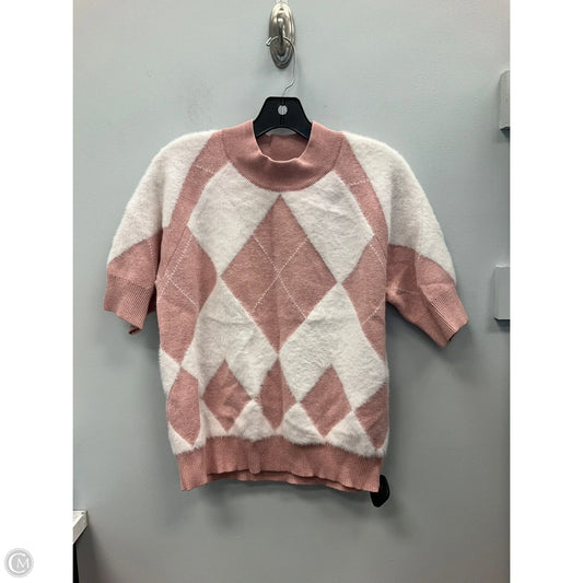 Sweater Short Sleeve By Clothes Mentor In Cream & Pink, Size: Xl