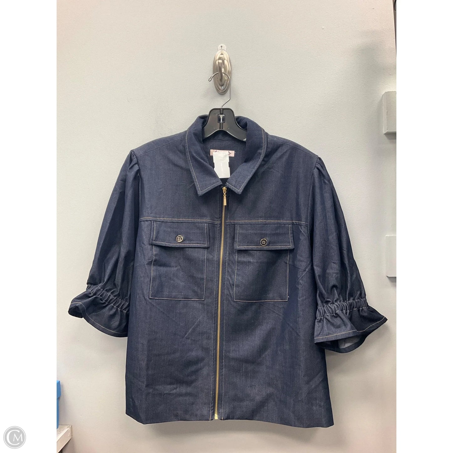 Top Short Sleeve By Nanette By Nanette Lepore In Blue Denim, Size: Xl