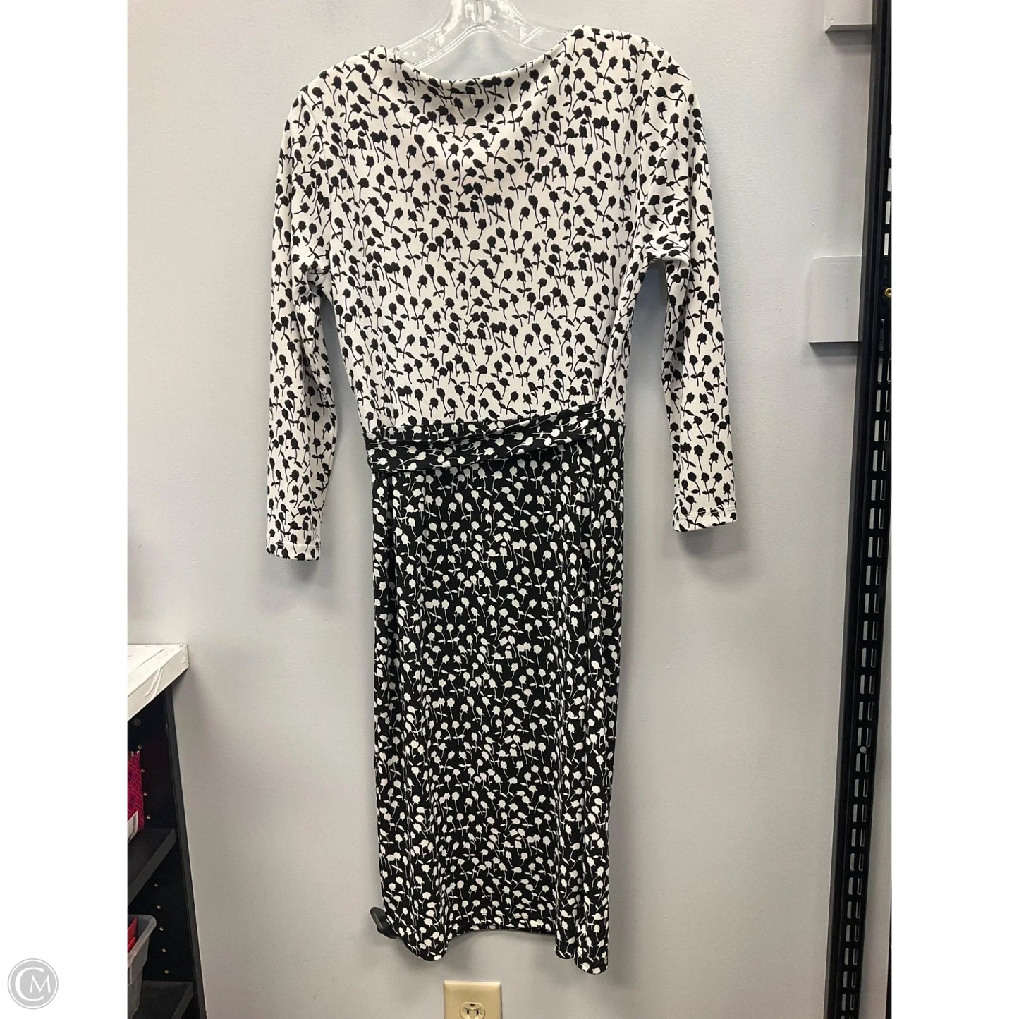 Dress Casual Midi By Talbots In Black & White, Size: S