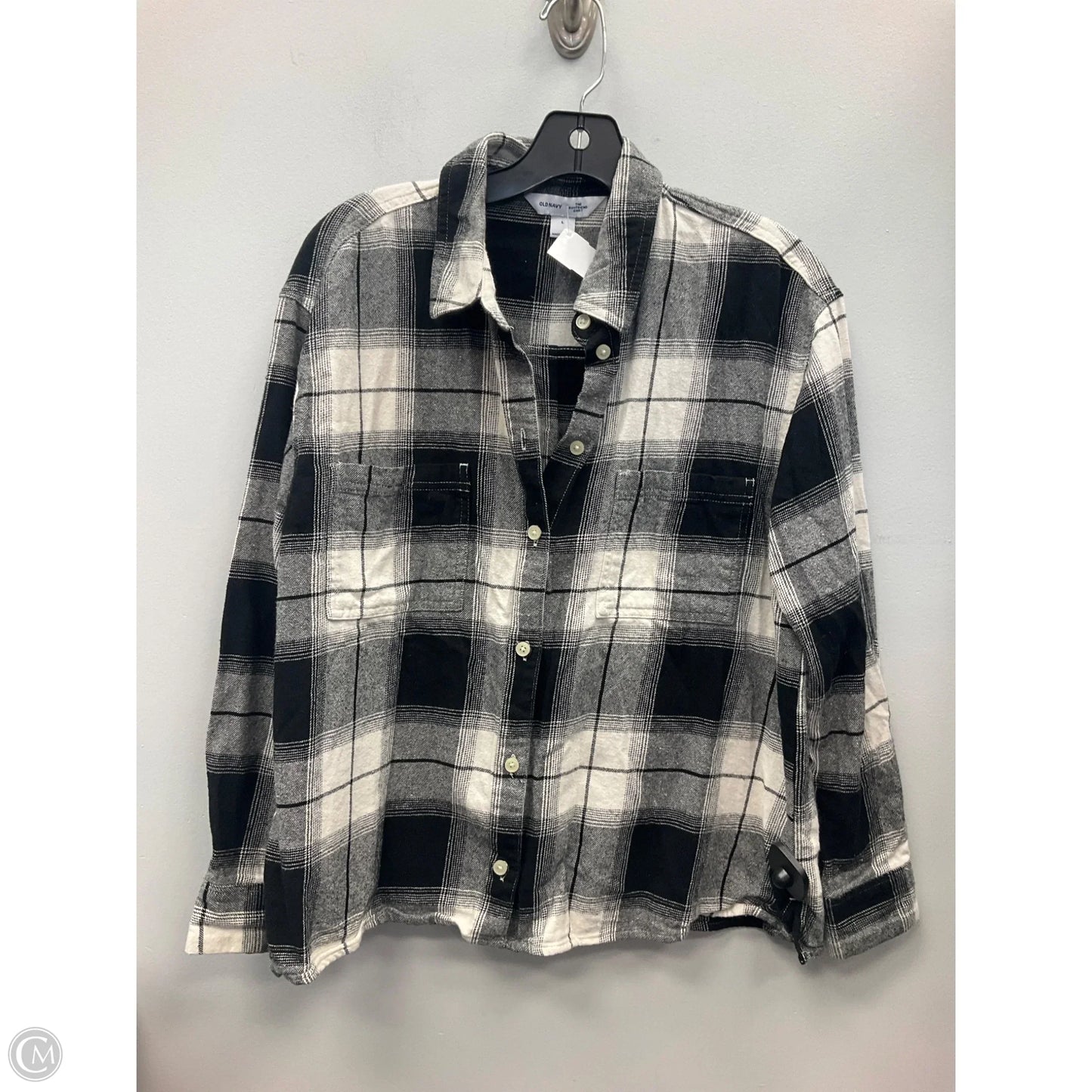 Top Long Sleeve By Old Navy In Plaid Pattern, Size: L