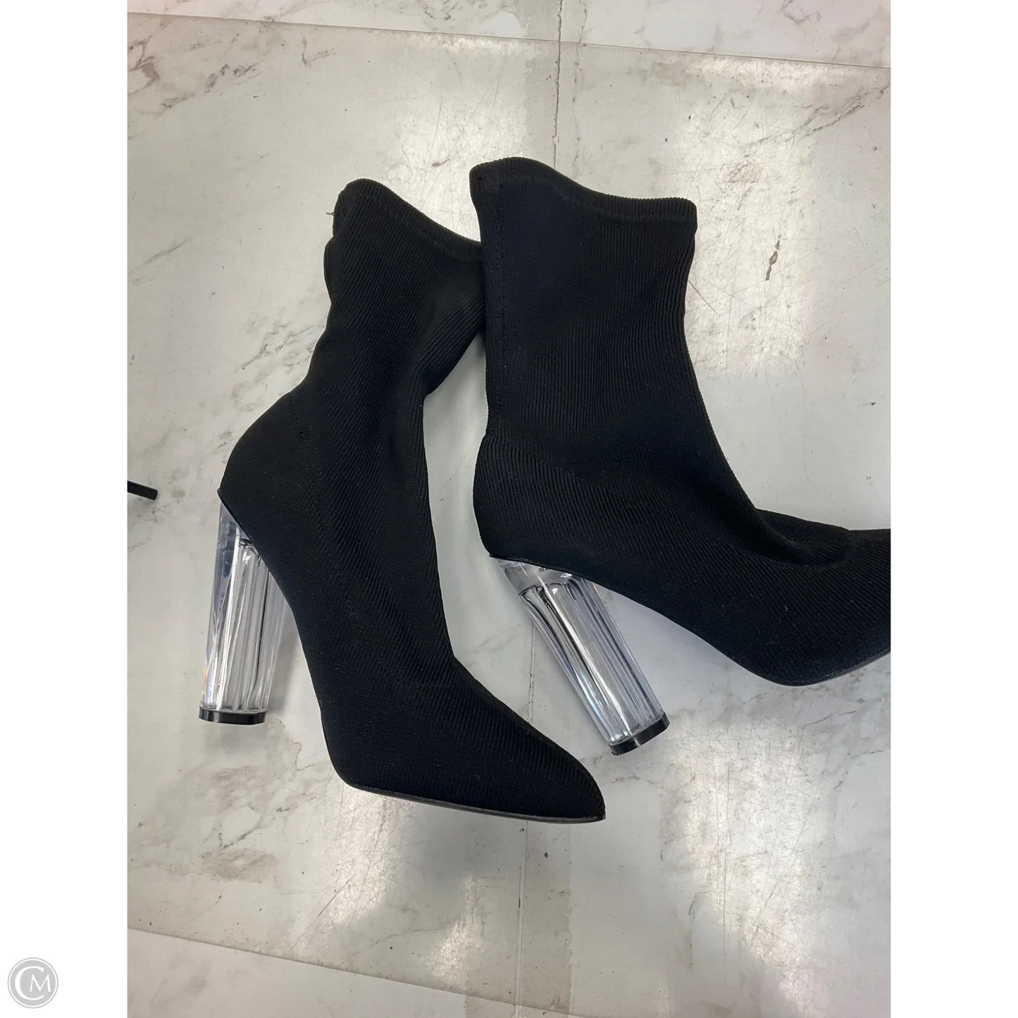 Boots Ankle Heels By Clothes Mentor In Black, Size: 7.5