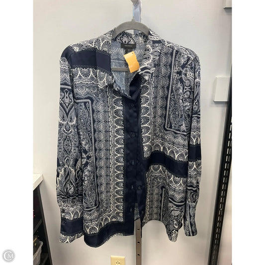Top Long Sleeve By Halogen In Blue & White, Size: Xl