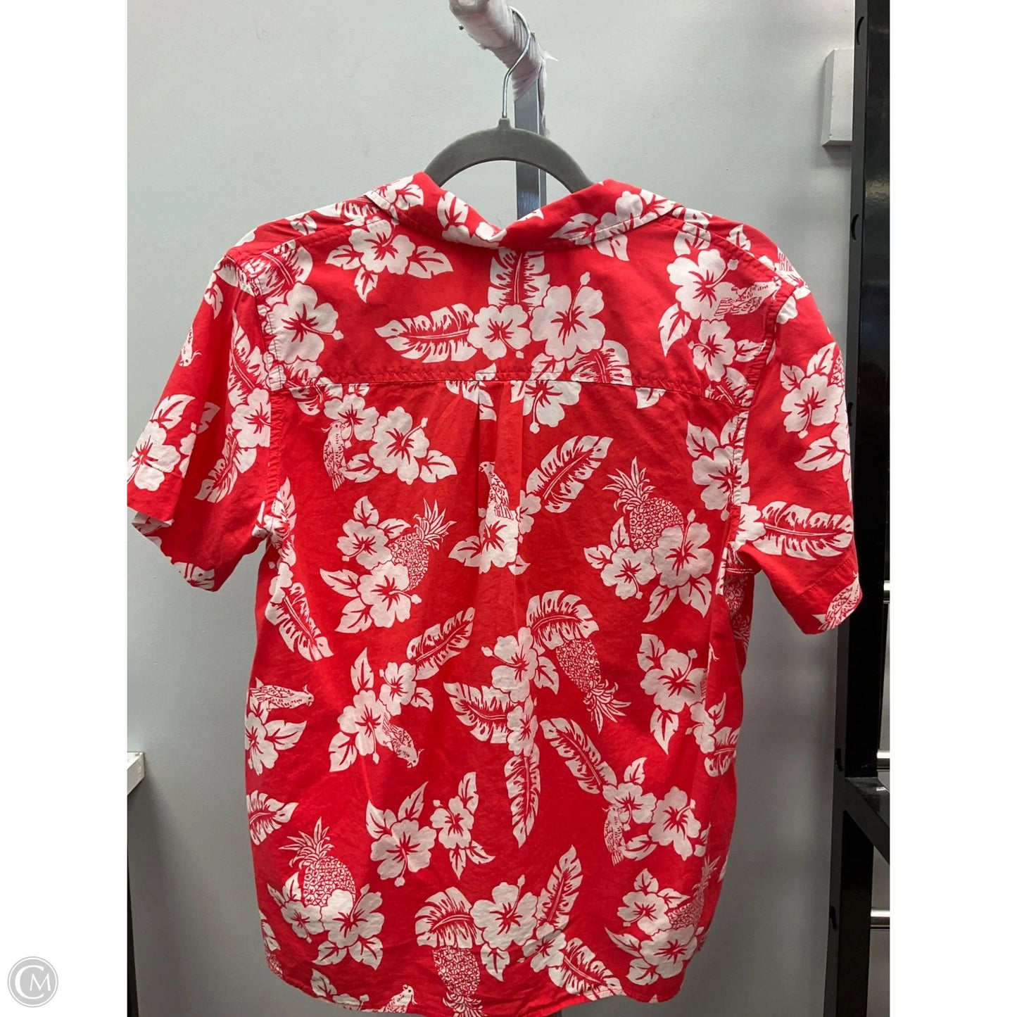 Top Short Sleeve By Lands End In Orange & White, Size: M