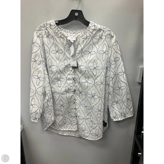 Top Long Sleeve By J. Jill In Blue & White, Size: L