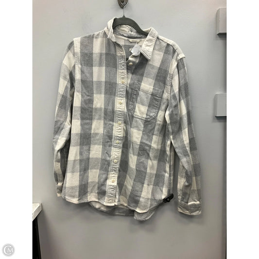 Top Long Sleeve By L.l. Bean In Grey & White, Size: M