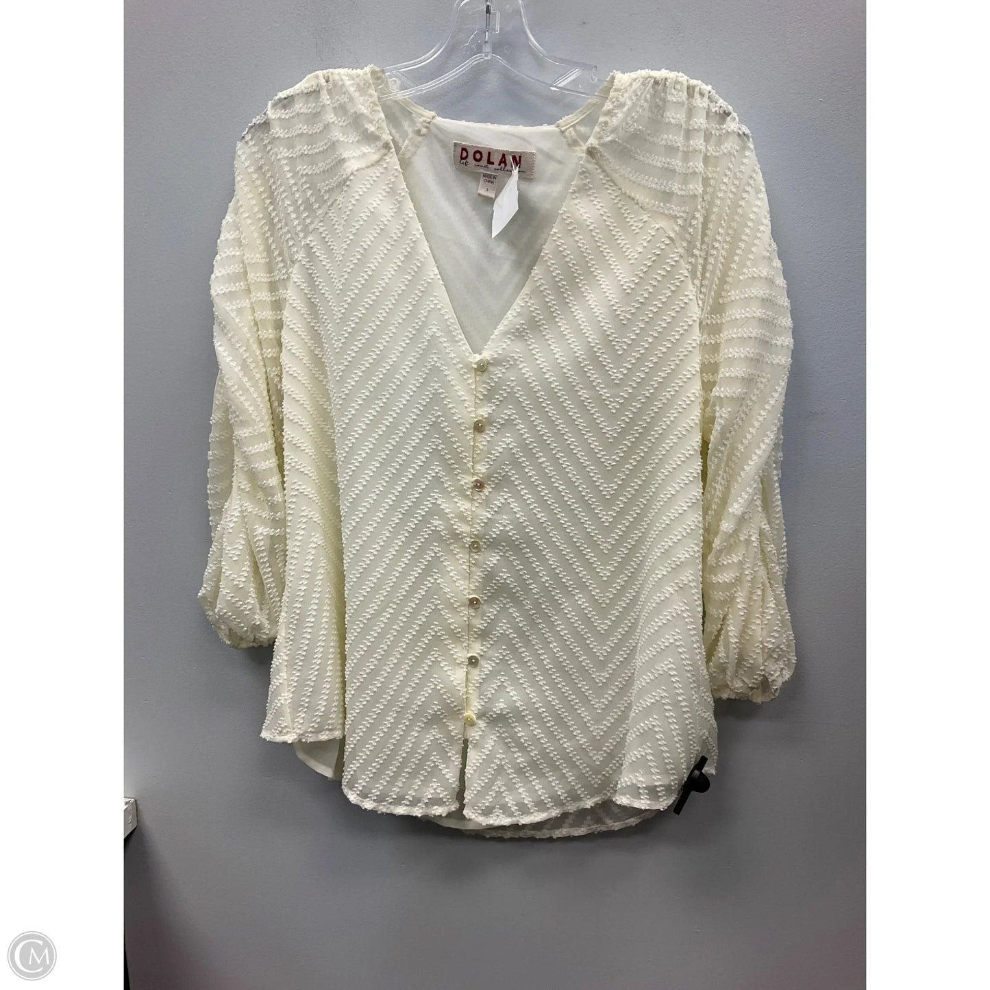 Top Long Sleeve By Dolan Left Coast In Cream, Size: S