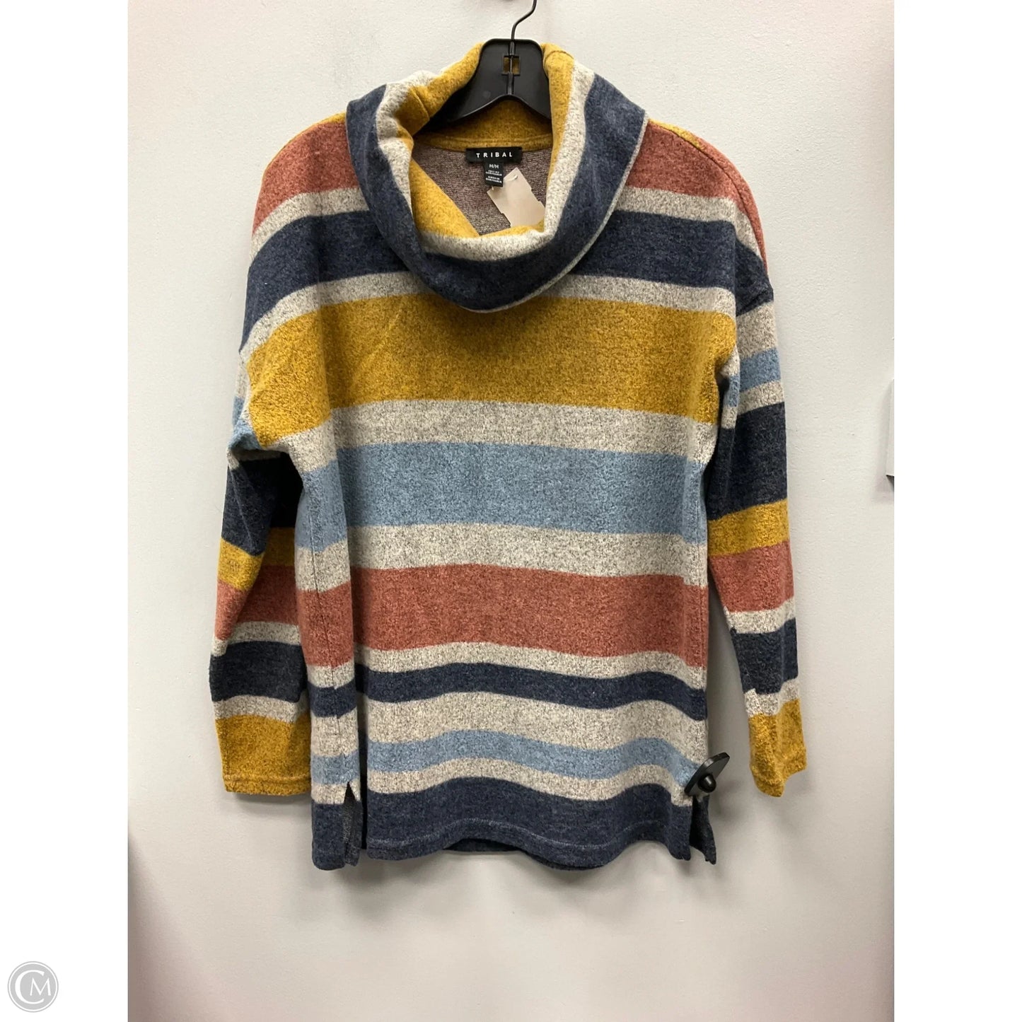 Top Long Sleeve By Tribal In Striped Pattern, Size: M