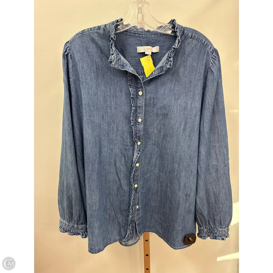 Top Long Sleeve By Loft In Blue, Size: Xl
