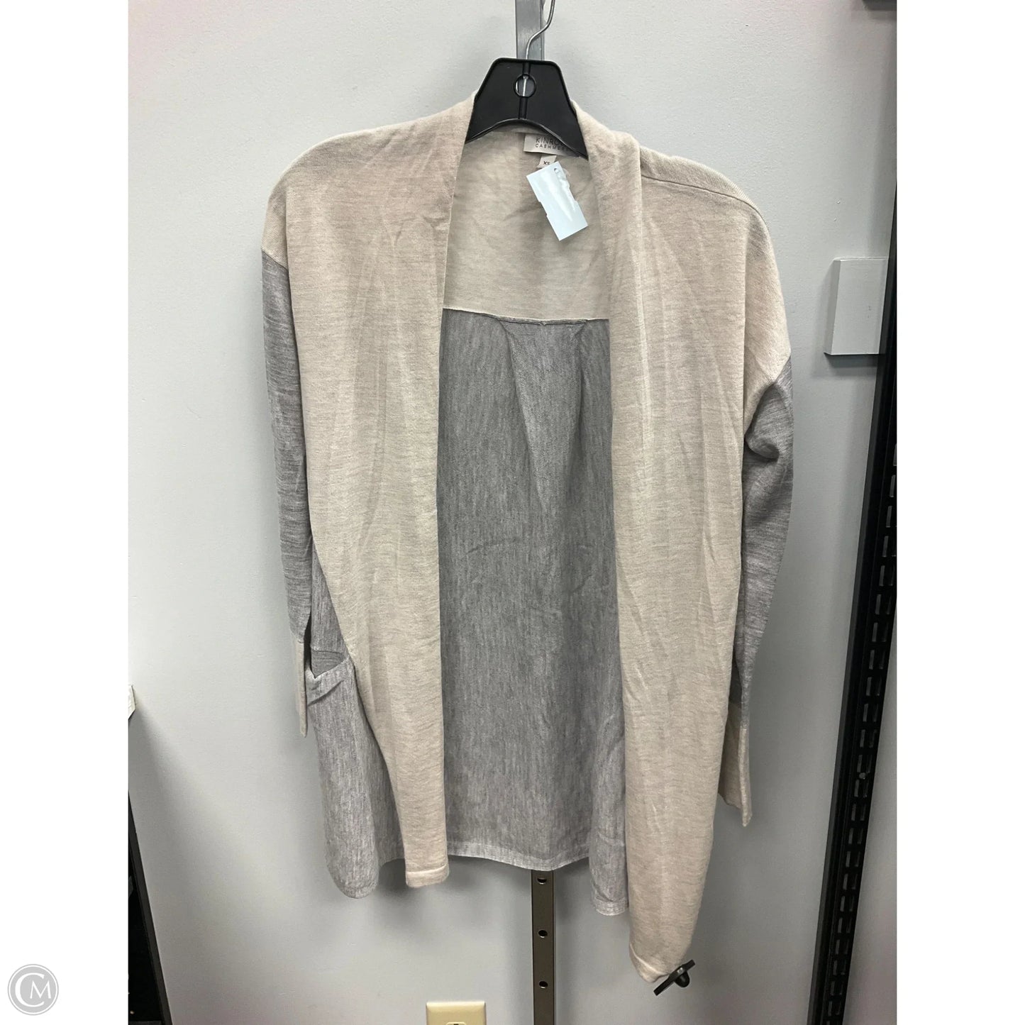Sweater Cardigan Cashmere By Clothes Mentor In Grey & Tan, Size: Xs