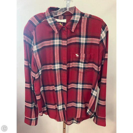 Top Long Sleeve Basic By Abercrombie And Fitch In Plaid Pattern, Size: L