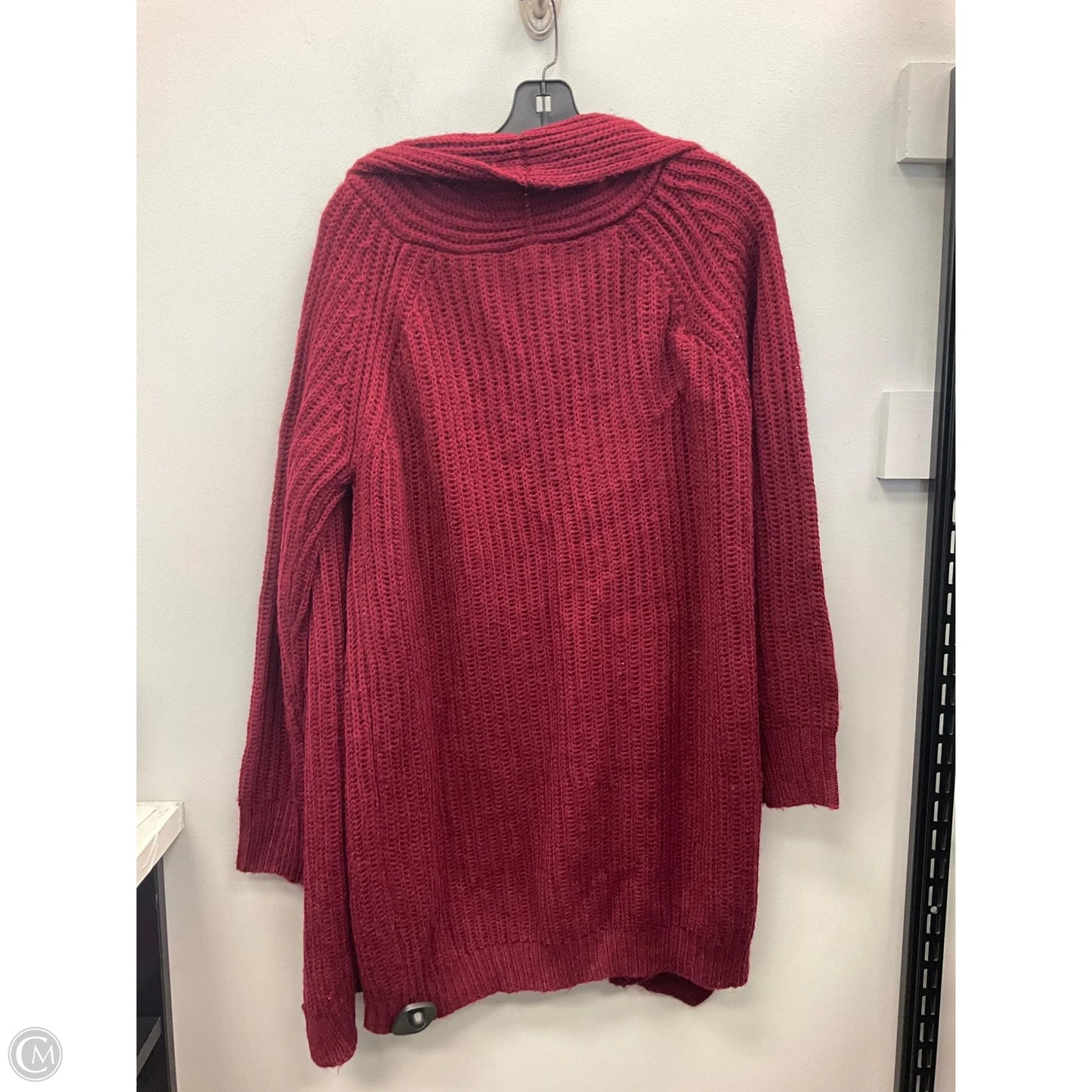 Sweater Cardigan By Tobi In Maroon, Size: L