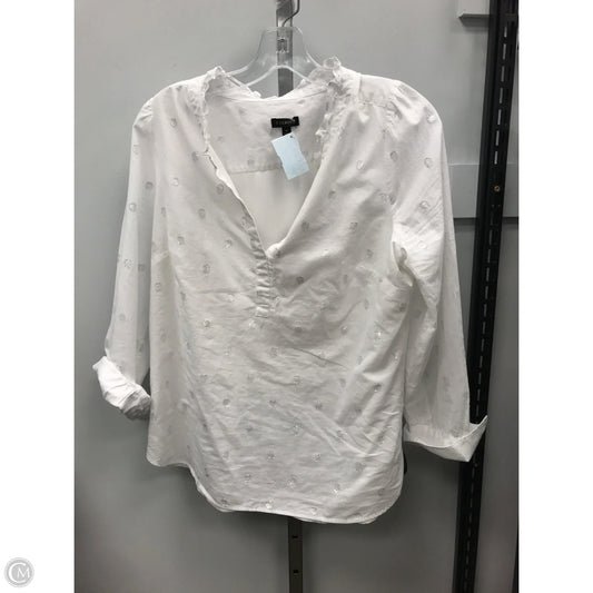 Top Long Sleeve By Talbots In White, Size: M