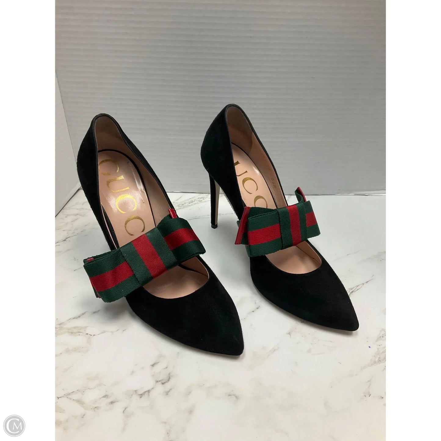 Shoes Luxury Designer By Gucci In Black, Size: 8.5