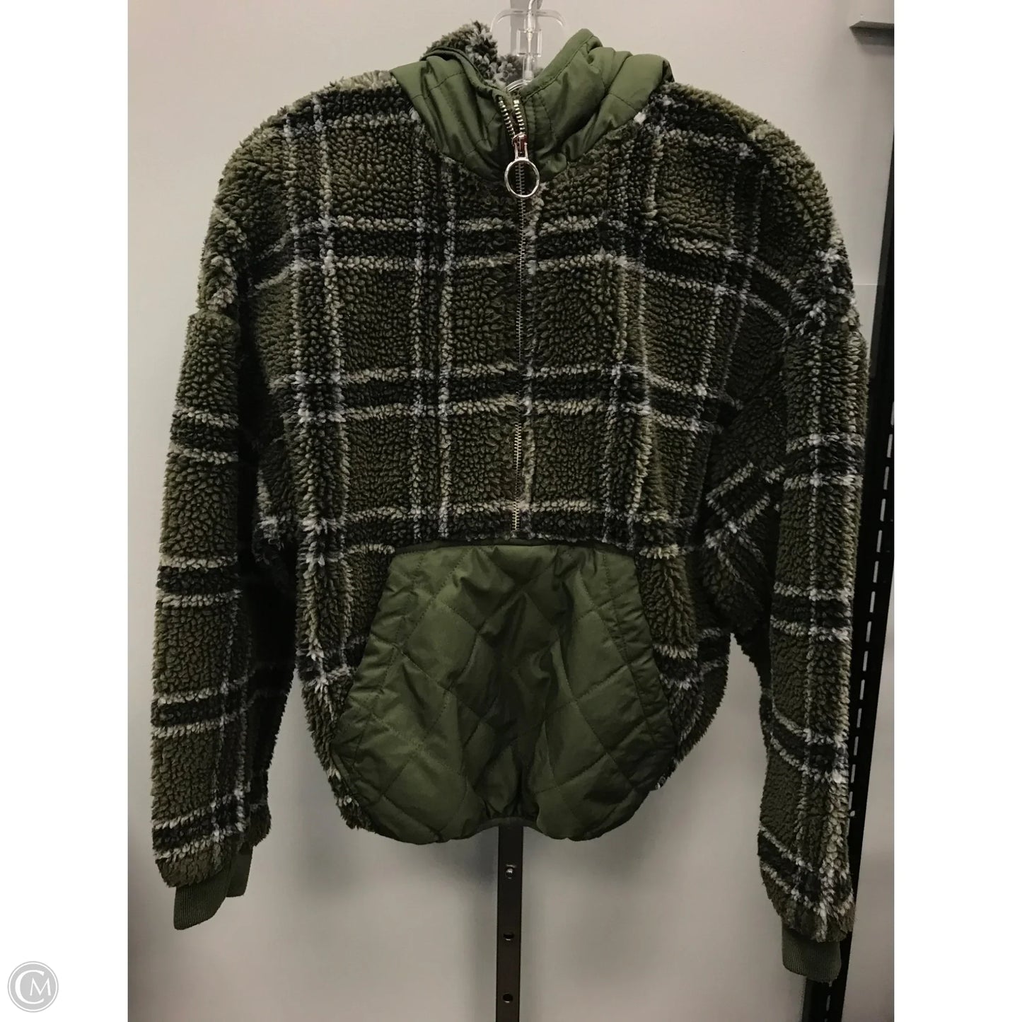 Jacket Faux Fur & Sherpa By Zara In Green, Size: Xs