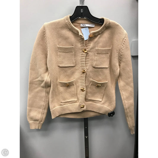 Sweater Cardigan By Zara In Tan, Size: M