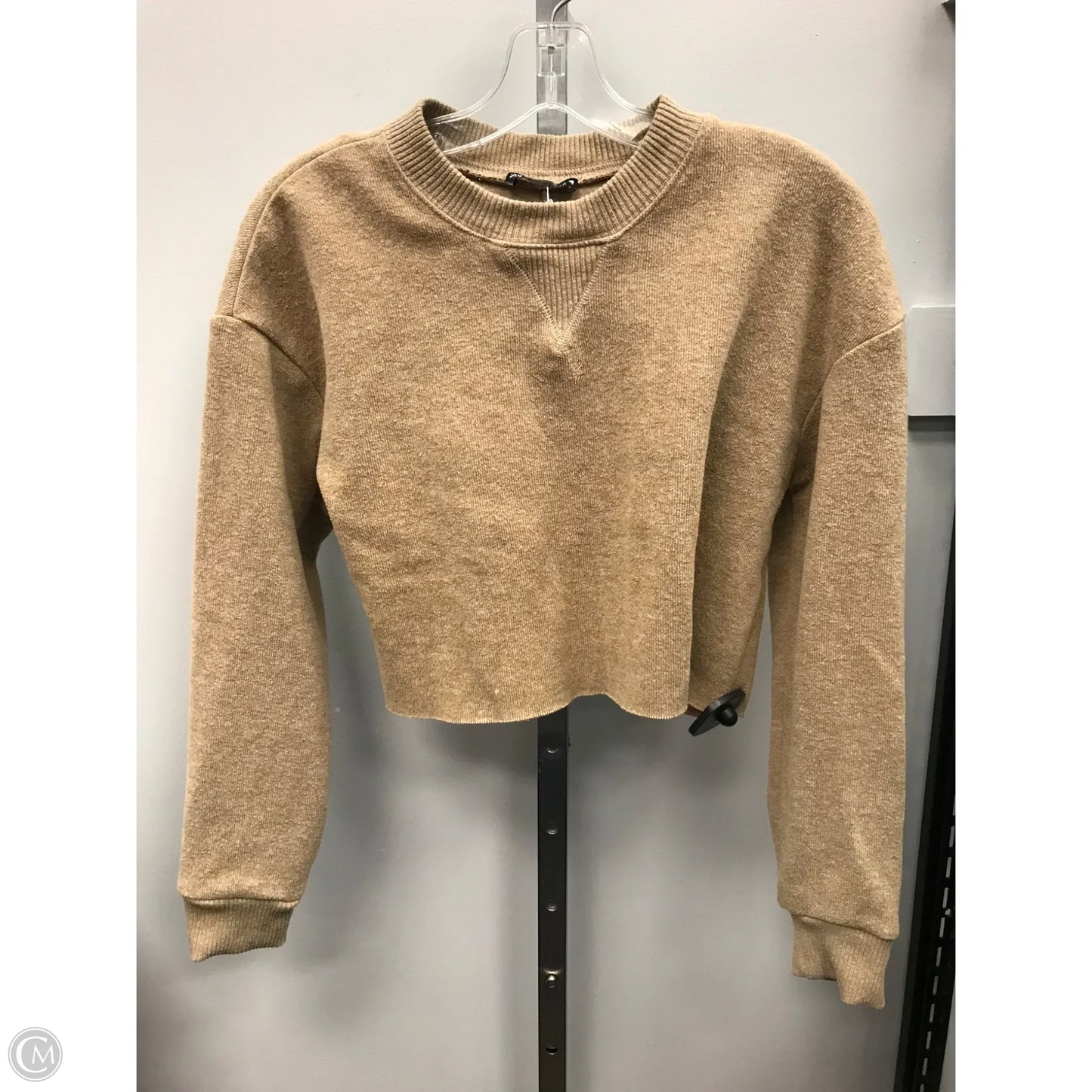 Top Long Sleeve By Zara In Tan, Size: S