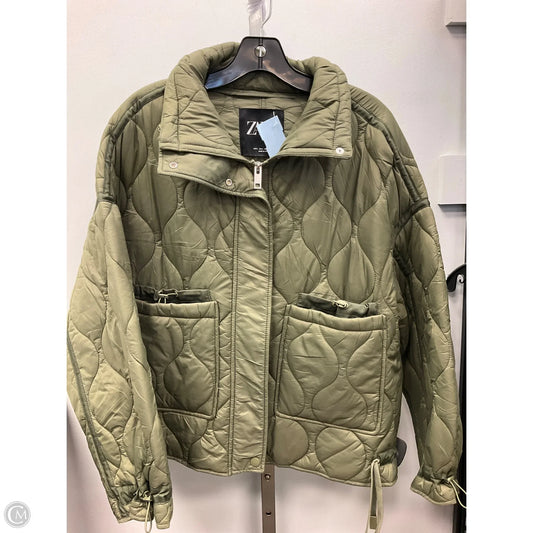 Jacket Puffer & Quilted By Zara In Green, Size: L