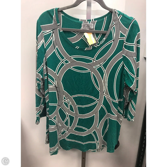 Top 3/4 Sleeve By Jm Collections In Green & White, Size: Xl