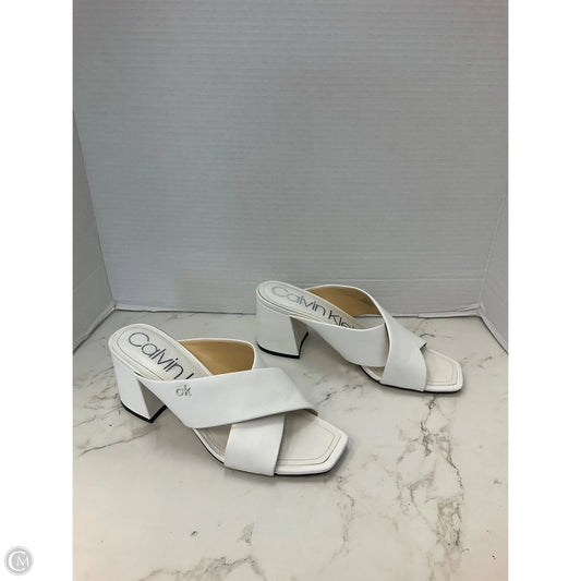 Sandals Heels Block By Calvin Klein In White, Size: 8