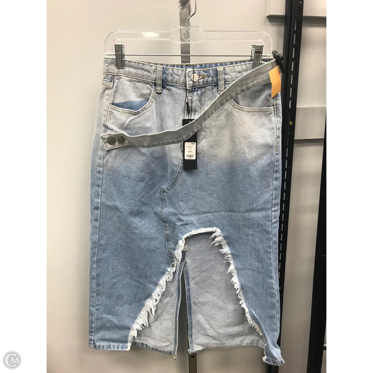 Skirt Midi By Fashion Nova In Blue Denim, Size: M