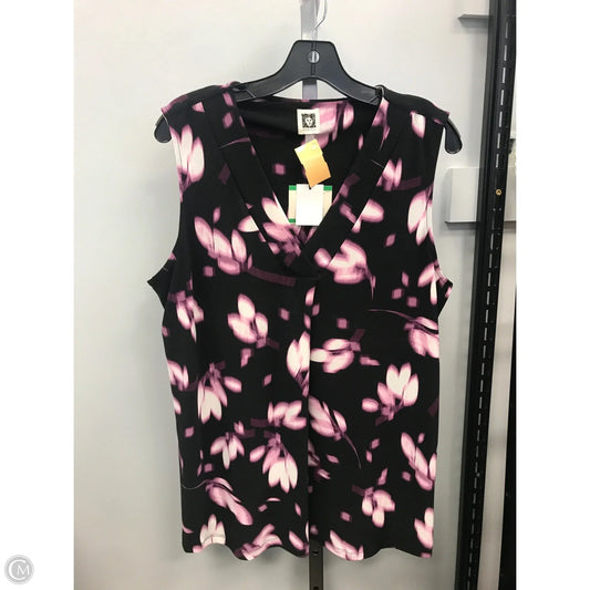 Top Sleeveless By Anne Klein In Black & Purple, Size: L