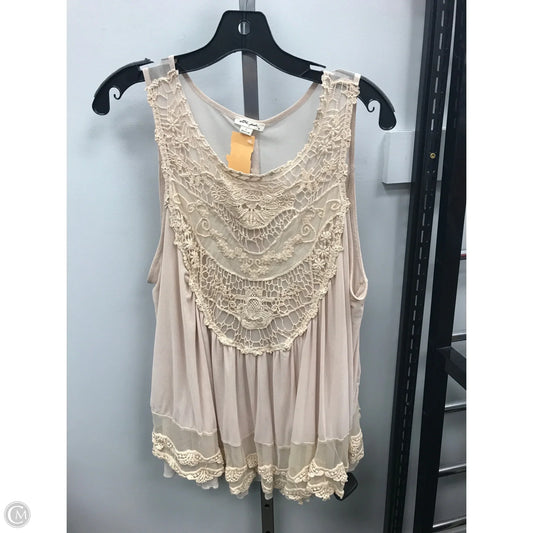 Top Sleeveless By Ultra Pink In Beige, Size: L