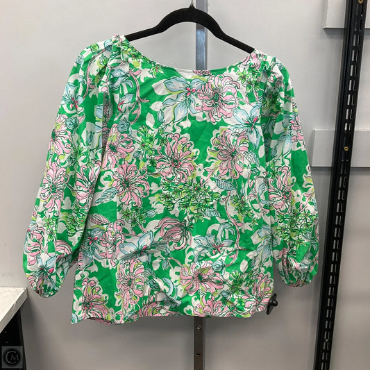 Top Long Sleeve Designer By Lilly Pulitzer In Green & Pink, Size: 8
