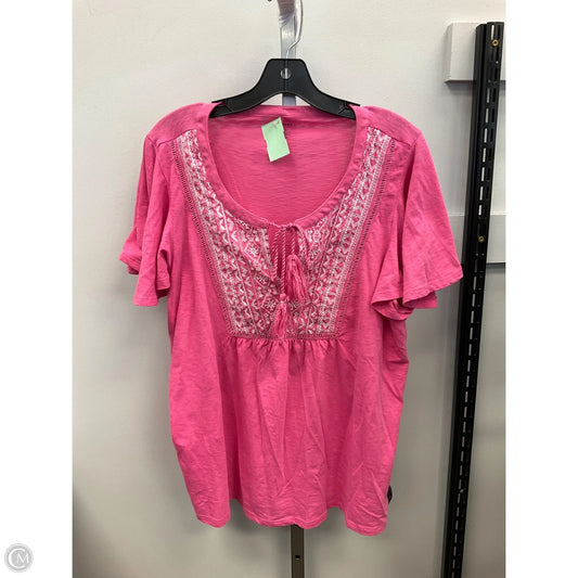 Top Short Sleeve By Lane Bryant In Pink, Size: Xl