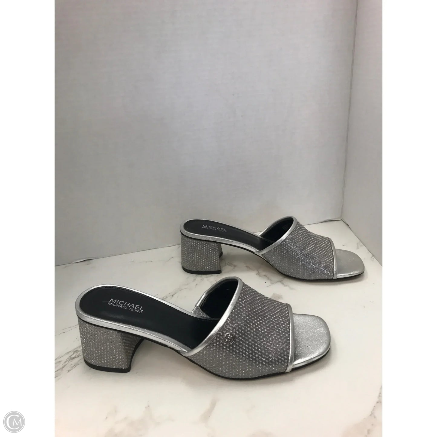 Sandals Heels Block By Michael By Michael Kors In Silver, Size: 8