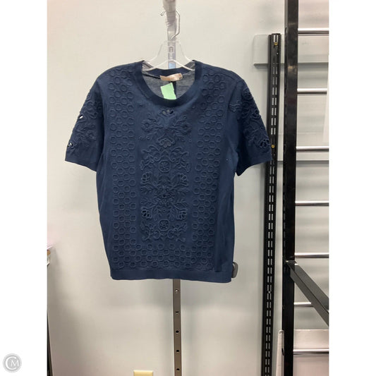 Top Short Sleeve Designer By Tory Burch In Navy, Size: M