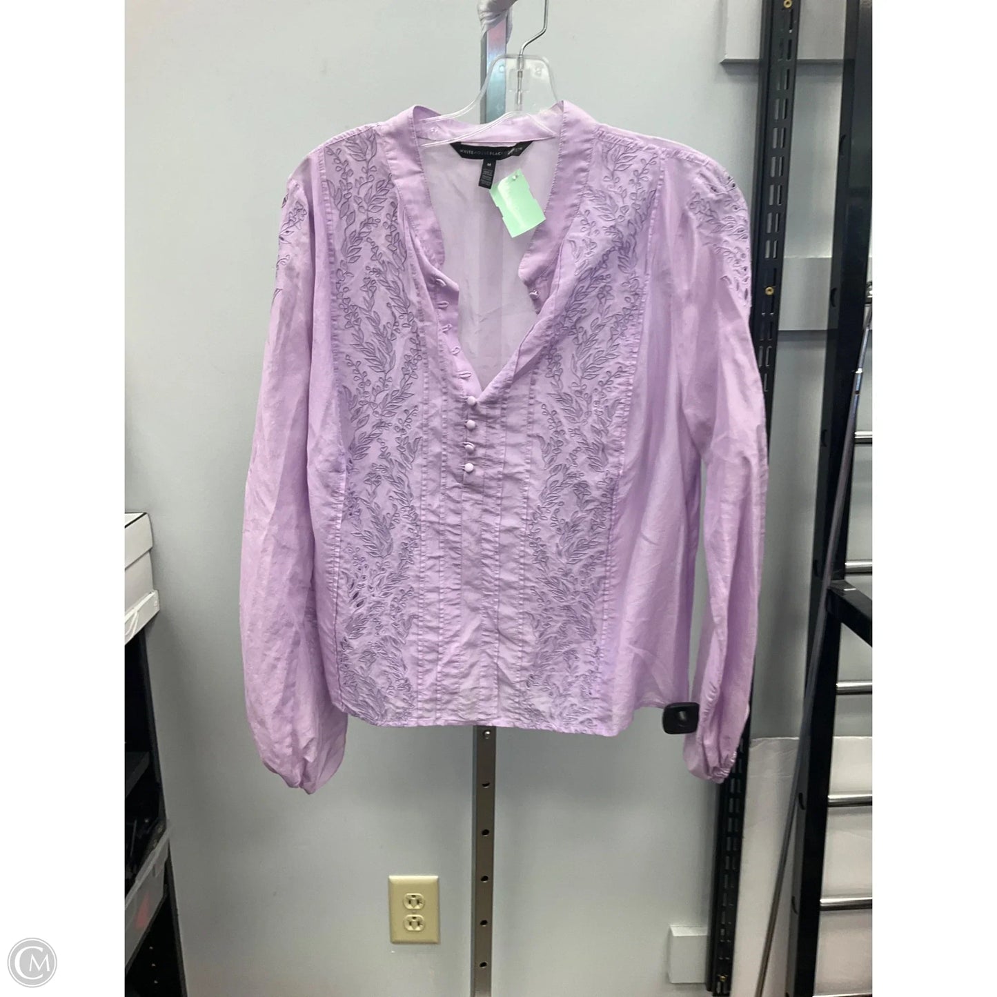 Top Long Sleeve By White House Black Market In Rainbow Print, Size: M