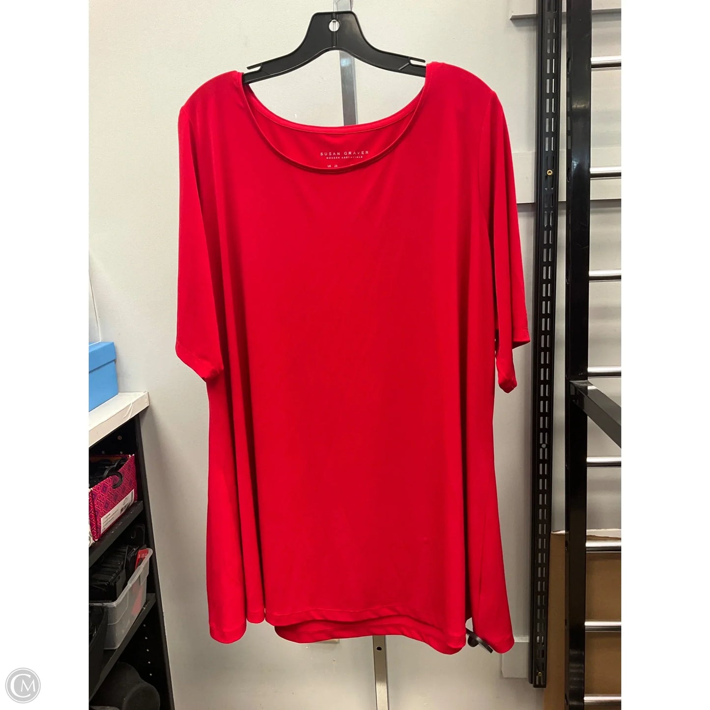 Top Short Sleeve By Susan Graver In Red, Size: 2x