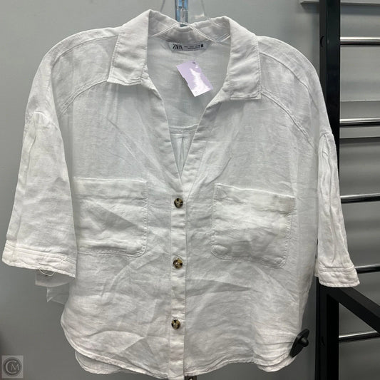 Top Short Sleeve By Zara In White, Size: L