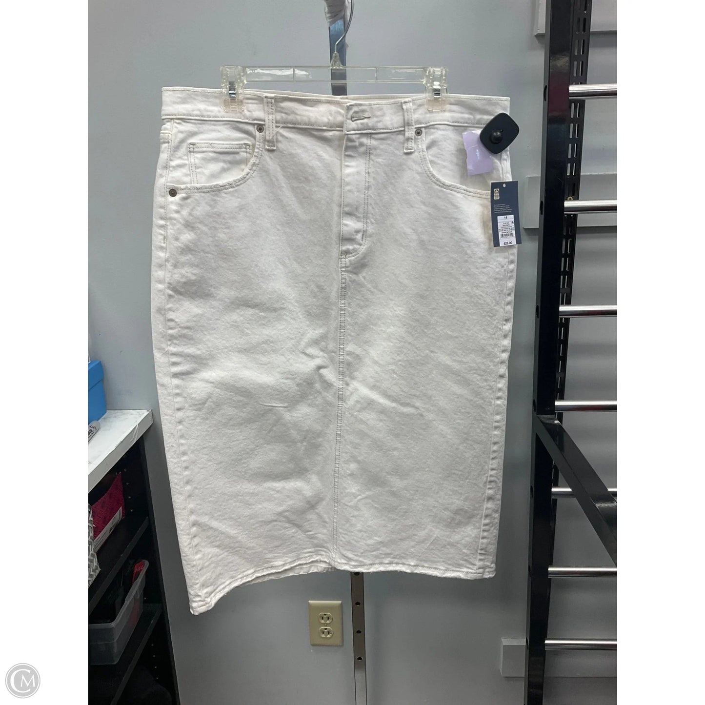Skirt Midi By Universal Thread In White Denim, Size: 14