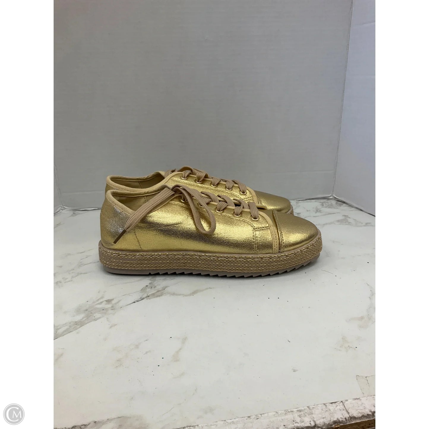 Shoes Heels Platform By Rouge In Gold, Size: 8.5