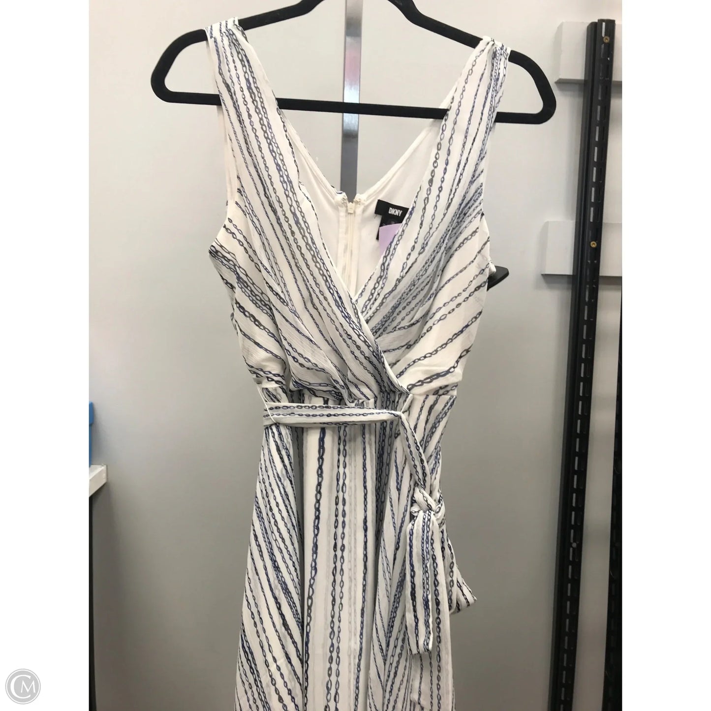 Dress Casual Midi By Dkny In Blue & White, Size: 8