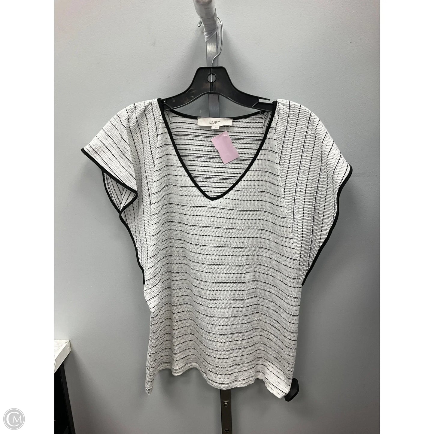 Top Short Sleeve By Loft In Striped Pattern, Size: L