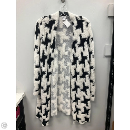 Sweater Cardigan By Chicos In Black & White, Size: S