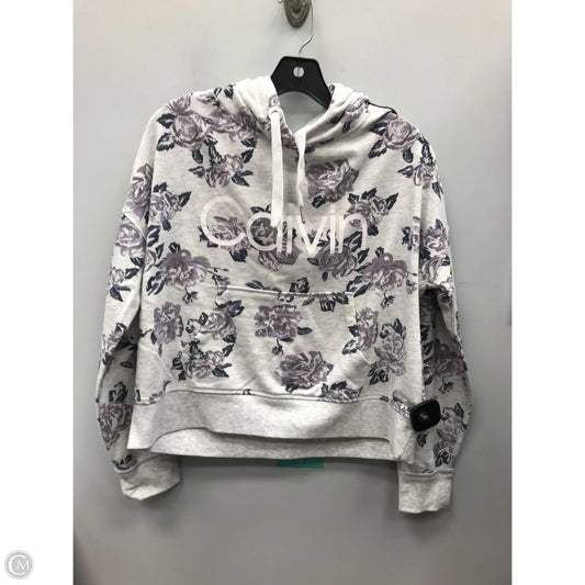 Sweatshirt Hoodie By Calvin Klein In Floral Print, Size: M