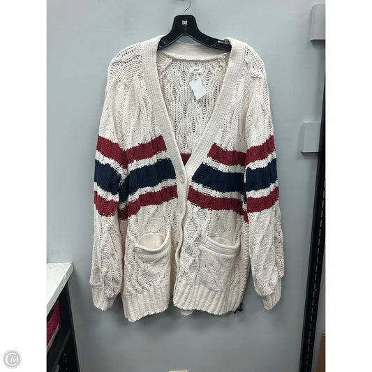 Sweater Cardigan By Aerie In Striped Pattern, Size: L