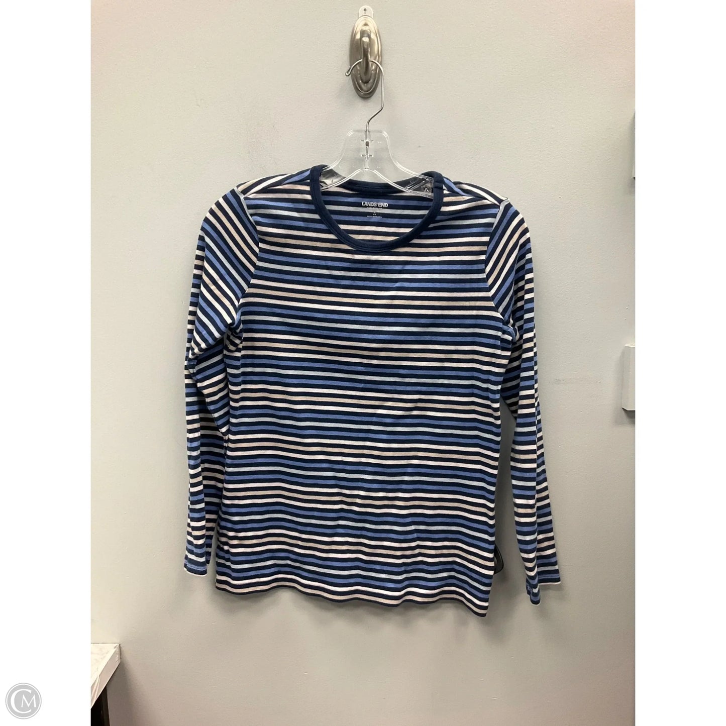 Top Long Sleeve By Lands End In Striped Pattern, Size: S