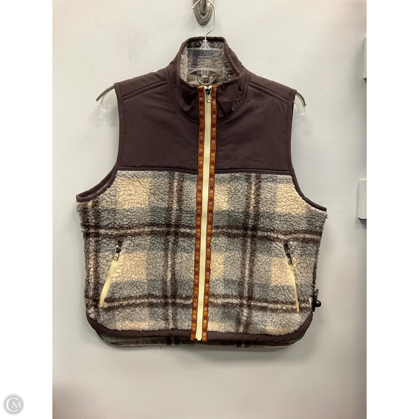 Vest Faux Fur & Sherpa By Toad & Co In Plaid Pattern, Size: L