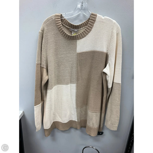 Sweater By Coldwater Creek In Cream & Tan, Size: 2x